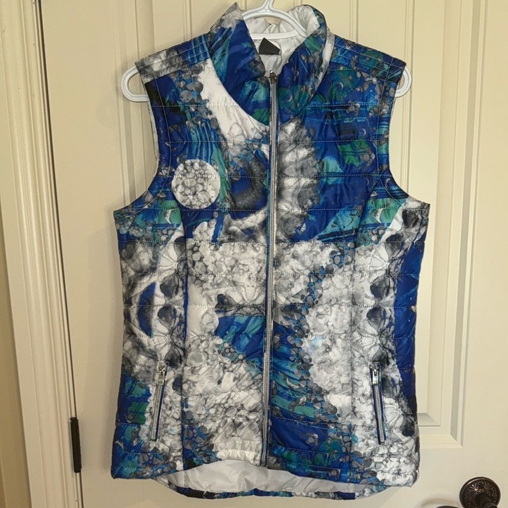 Women's Blue and White Vest from Dolcezza